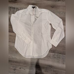 Quince Women's 100% Organic Cotton Poplin Long Sleeve Boyfriend Shirt White S N